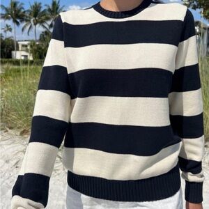 Brandy Melville Black & White Striped Crewneck Sweater